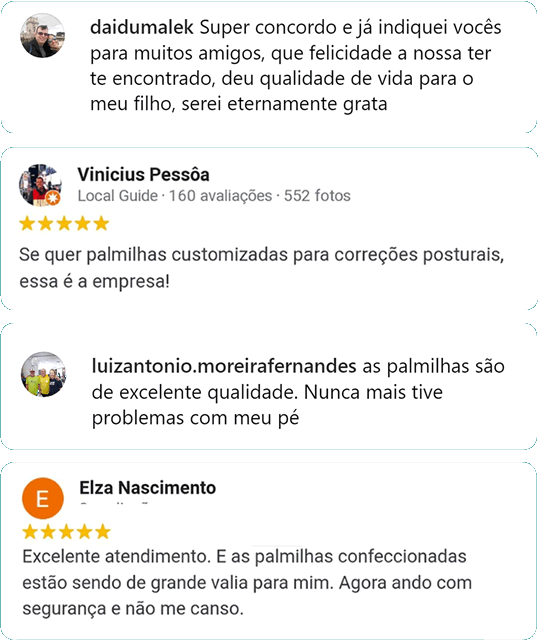 Depoimentos de pacientes satisfeitos com as palmilhas customizadas com tecnologia 3D